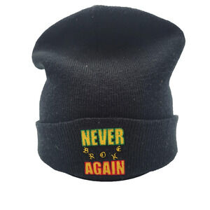 Never Broke Again Hat Young Boy Cap Beanie Knit Black Embroidered Slogan Mens